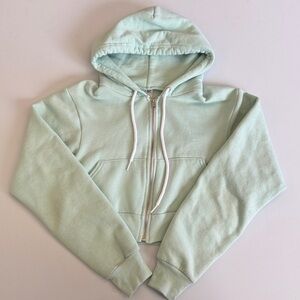 American Apparel Mint Green Zip-Up Cropped Hoodie Women’s Size S
